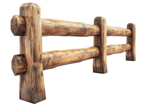 Rundown Wooden Guardrail isolated on transparent background png