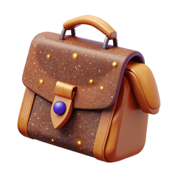 serene artistic Brown Leather Briefcase Top View Cutout high resolution png