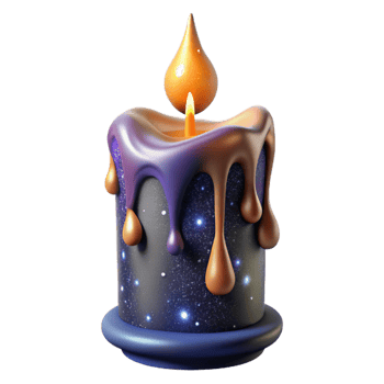 serene rustic Burning Candle with Dripping Wax Transparent original png