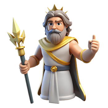extraordinary minimalist Zeus, king of the gods, holding a lightning bolt authentic png