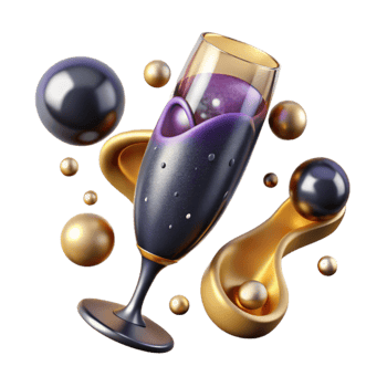 stunning minimalist Champagne Flute with Bubbles Cutout high quality png