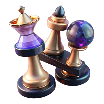 serene minimalist Chess Pieces on Balancing Scale Transparent Background detailed png