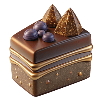 extraordinary contemporary Chocolate Brown Cake Slice Front View Transparent Background premium png