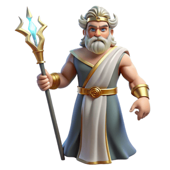 vibrant vintage Zeus, King of the Gods, holding a lightning bolt genuine png