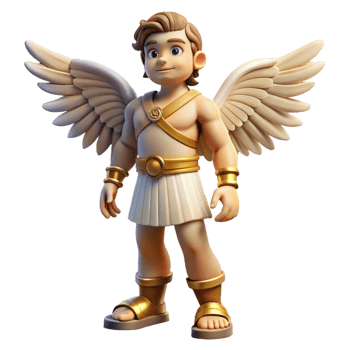 dramatic abstract Hermes, Messenger of the Gods, wearing winged sandals authentic png