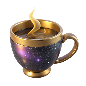 serene traditional Coffee Cup with Steam Cutout with Top View exclusive png
