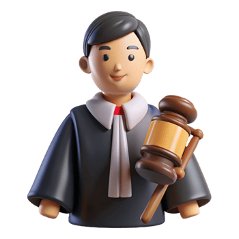extraordinary artistic Judge with a gavel, high quality png