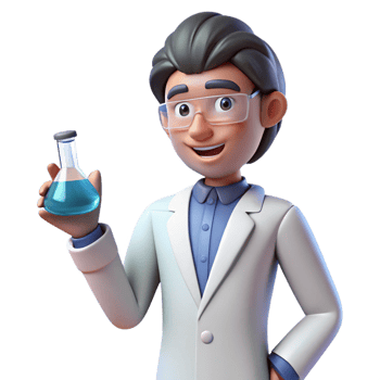 extraordinary creative Scientist holding a beaker, detailed png