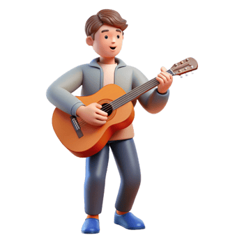 vibrant vintage Musician playing a guitar, high quality png
