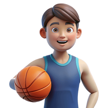 dramatic minimalist Athlete holding a basketball, original png