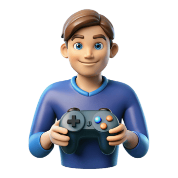 extraordinary rustic Gamer with a controller, high resolution png