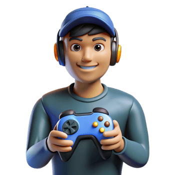 vibrant creative Gamer with a controller, premium png