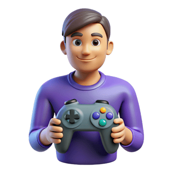 elegant classic Gamer with a controller, genuine png