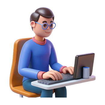 extraordinary contemporary Programmer typing on a keyboard, high resolution png