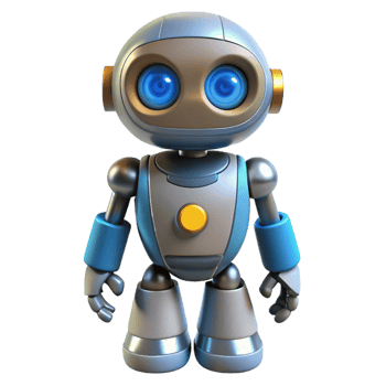 impressive modern Robot with glowing eyes, original png