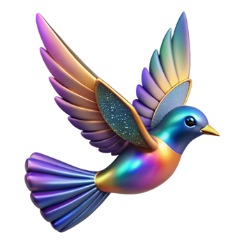 vibrant creative Colorful Bird in Flight Angled View Isolated Element high resolution png