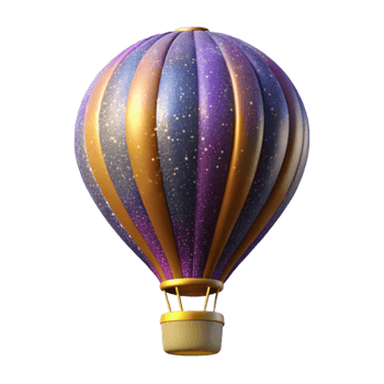 elegant classic Colorful Hot Air Balloon Angled View Isolated Element high quality png