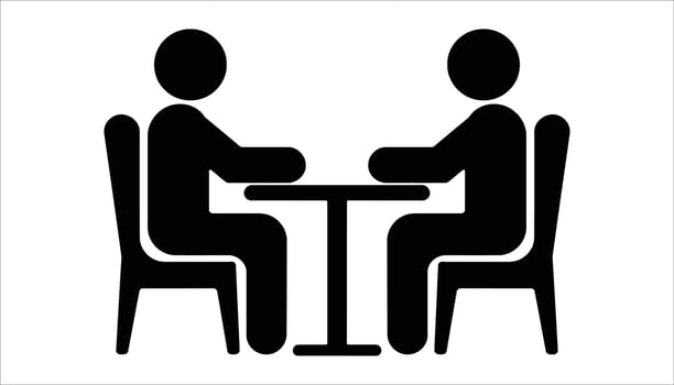 Two People Sitting at Table Silhouette vector
