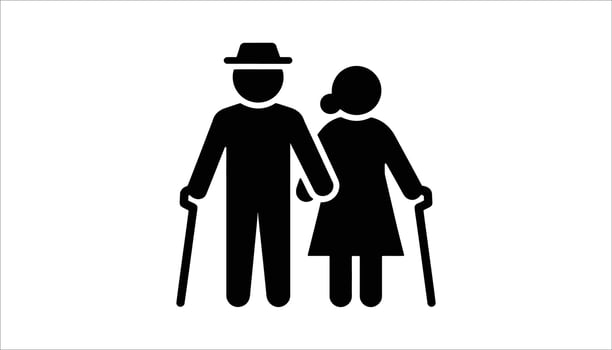 Senior Couple Walking with Canes. vector