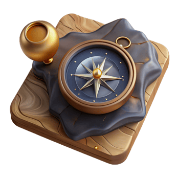 serene vintage Compass and Map on Wooden Table Top View Isolated premium png