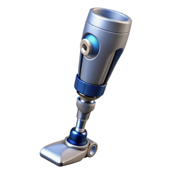 dramatic artistic Cybernetic prosthetic leg with hydraulic pistons, high quality png