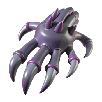 extraordinary traditional Alien creature hand with sharp claws, genuine png
