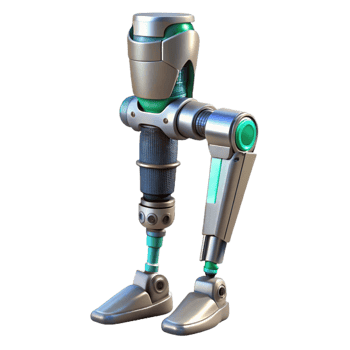 serene artistic Cybernetic exoskeleton leg with hydraulics, 4K png