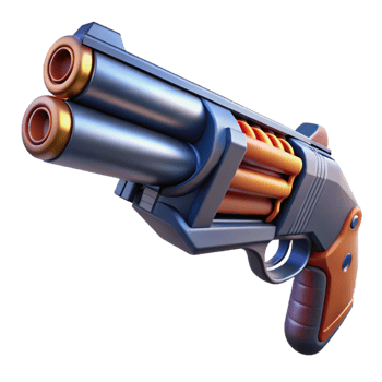 magnificent contemporary Futuristic shotgun with rotating barrels, high resolution png