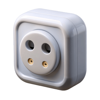 elegant modern Electrical outlet, US standard, white, high resolution png