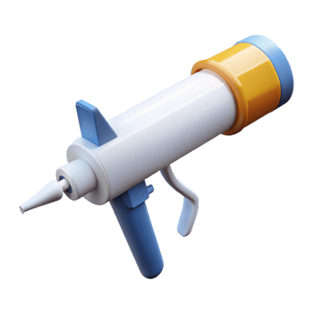 dramatic classic Caulk gun, loaded with white caulk, authentic png