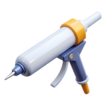 serene modern Caulk gun, loaded with white caulk, 4K png