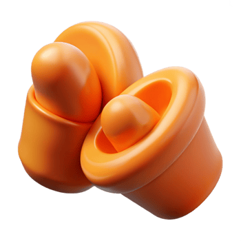 dramatic vintage Ear plugs, foam, orange, exclusive png