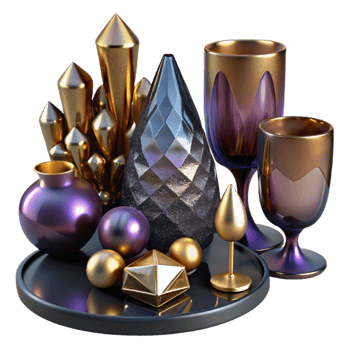 wonderful abstract Crystal Glassware Set Elegant Design Transparent Background professional png