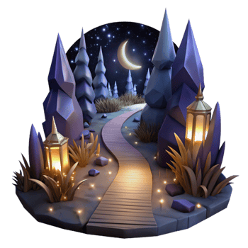 extraordinary traditional Dark Forest Path at Night Isolated with Moonlit Glow genuine png