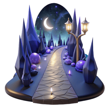 wonderful creative Dark Forest Path at Night Isolated with Moonlit Glow exclusive png