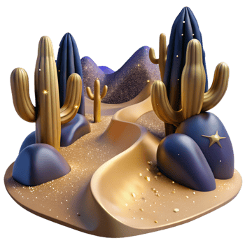 beautiful vintage Desert Path with Cactus and Sand Dunes Isolated png