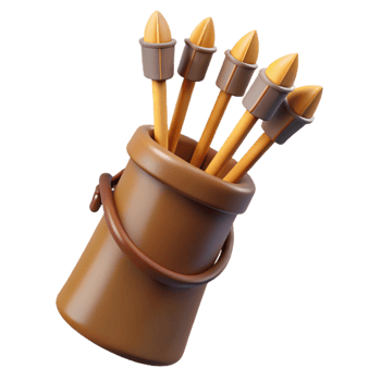 elegant traditional A quiver full of arrows with fletching 4K png