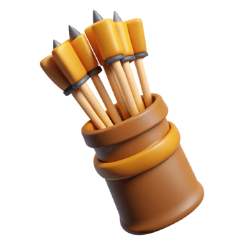 dramatic rustic A quiver full of arrows with fletching professional png