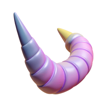 beautiful minimalist A single, curved unicorn horn high resolution png