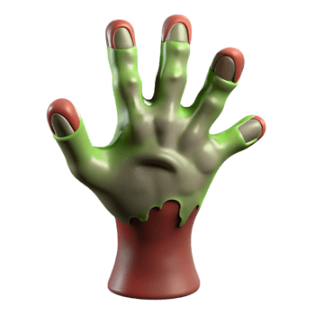 serene rustic A scary, realistic zombie hand authentic png