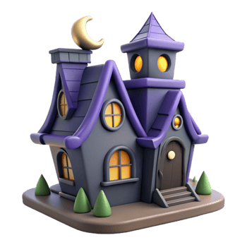 extraordinary abstract A stylized, cartoon haunted house original png
