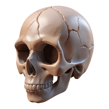 magnificent minimalist A single, cracked skull authentic png