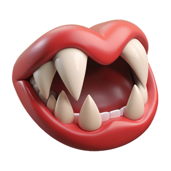 wonderful traditional A stylized, cartoon vampire fangs premium png