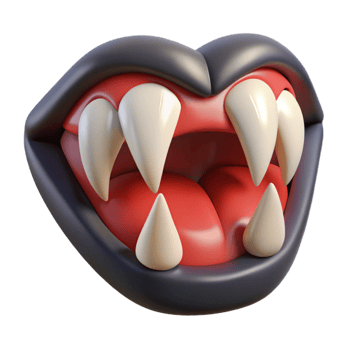magnificent traditional A stylized, cartoon vampire fangs exclusive png