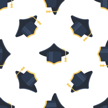 Seamless pattern of graduation caps celebrating academic achievement and knowledge pursuit vector