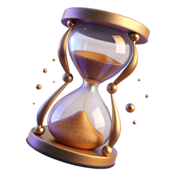 dramatic traditional Empty Hourglass with Falling Sand Transparent exclusive png