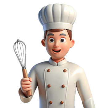 beautiful rustic Chef in uniform holding a whisk premium png