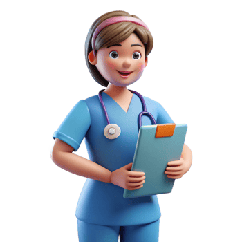 serene contemporary Nurse in scrubs with a clipboard genuine png