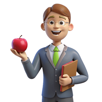 vibrant abstract Teacher holding an apple detailed png