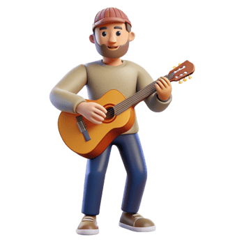 dramatic traditional Musician playing a guitar high resolution png